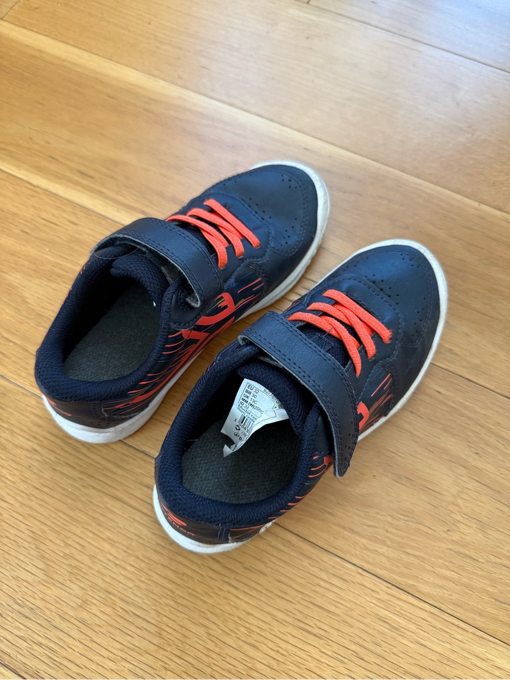 Nike Kids Black and Orange Hook-and-Loop Sneakers